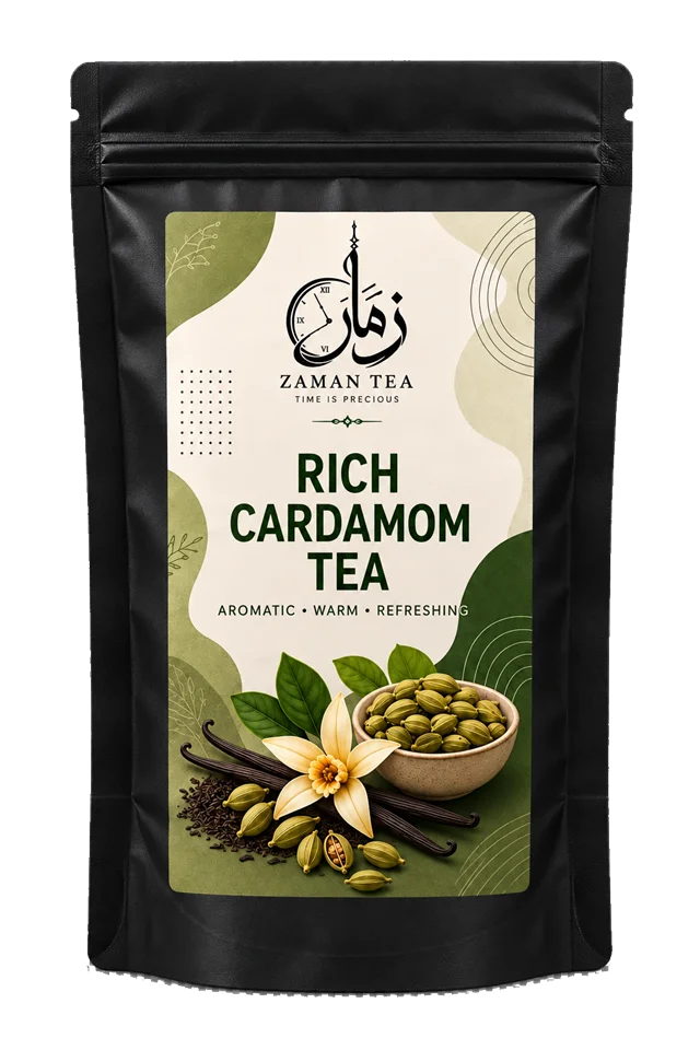 Zaman Rich Cardamom Tea in a black stand-up pouch